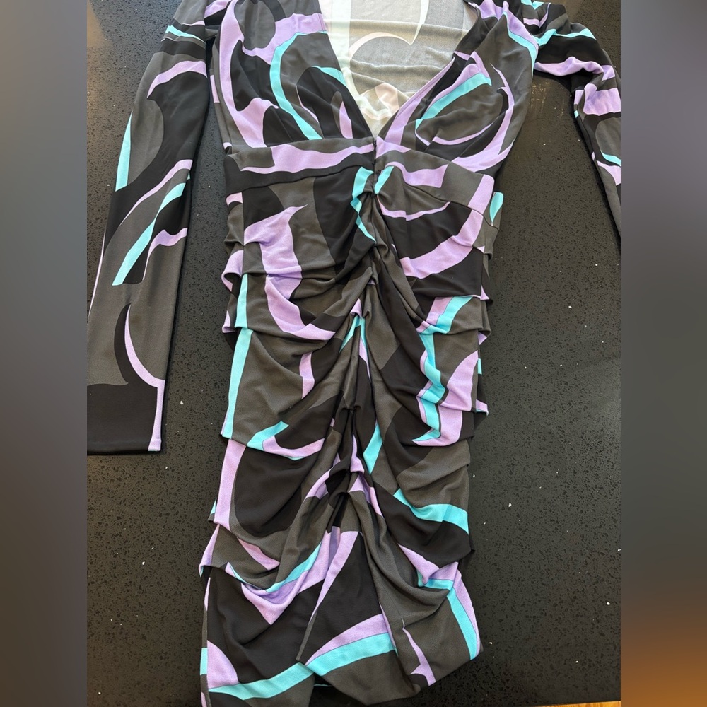 Emilio Pucci Black and Purple Mini Dress - Picture 6 of 7